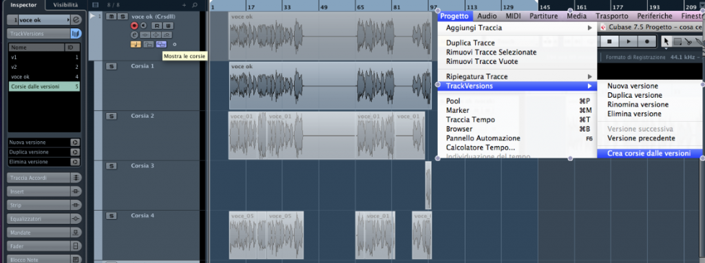 Le TrackVersions di Cubase 7.5 Figura 22
