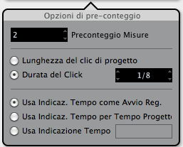 durata del click” (lunghezza click del progetto imposta sul valore fisso dei quarti).