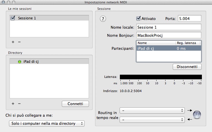 Configurazione MIDI Audio