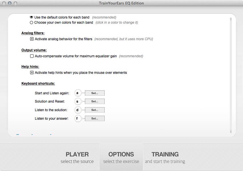 TrainYourEars Shortcuts